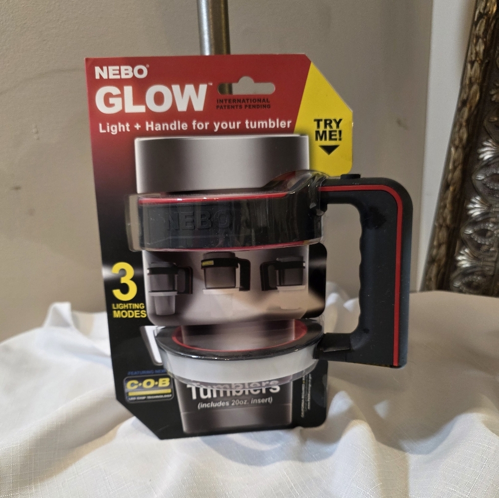 NEBO Tools Glow Light + Handle for Tumblers - Black and Red.  NWT